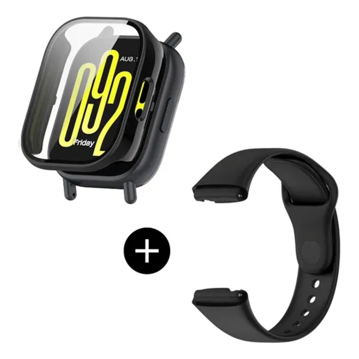 CASE - Pack correa Negro + Case Bumper para Redmi watch 3 Active