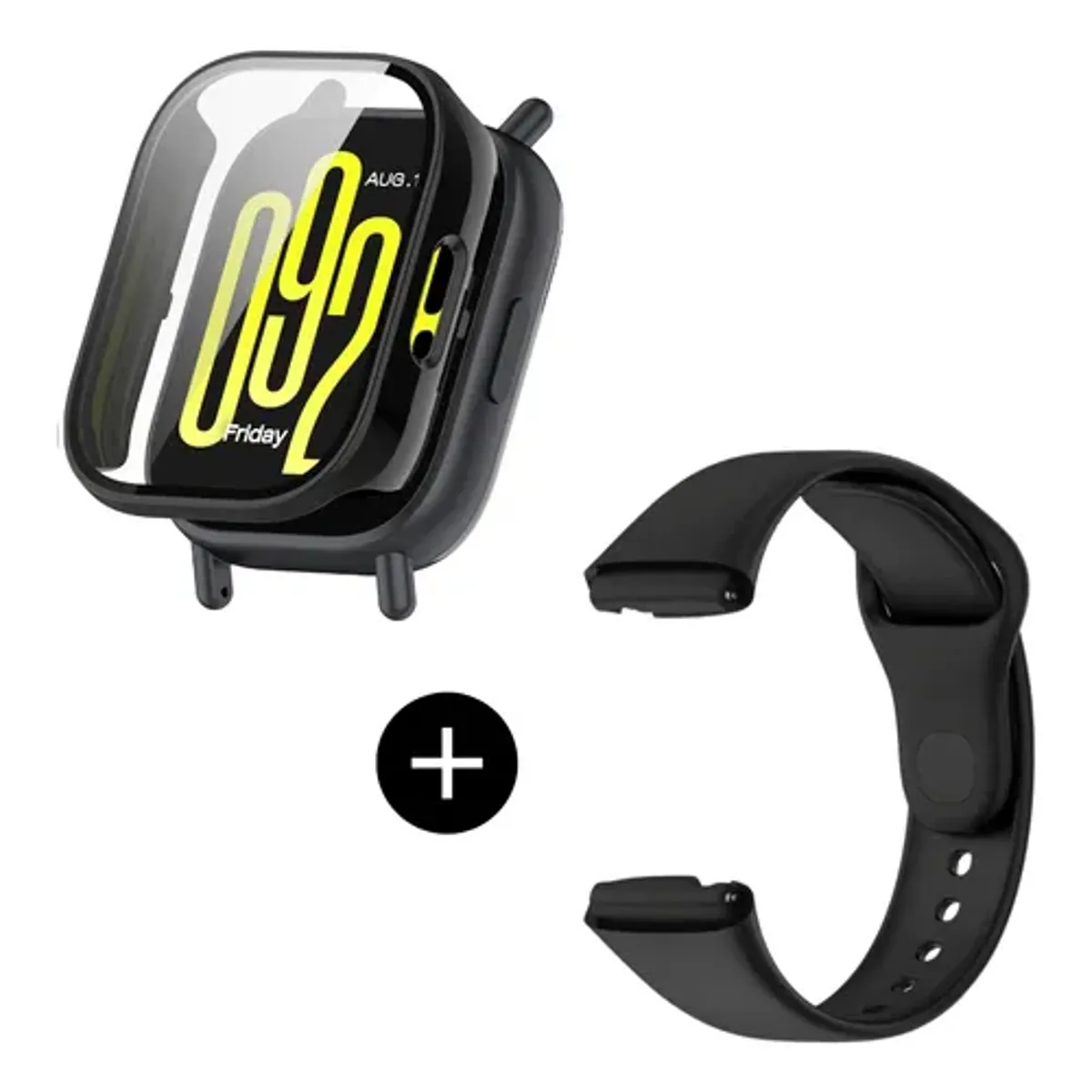 CASE - Pack correa Negro + Case Bumper para Redmi watch 5 Active