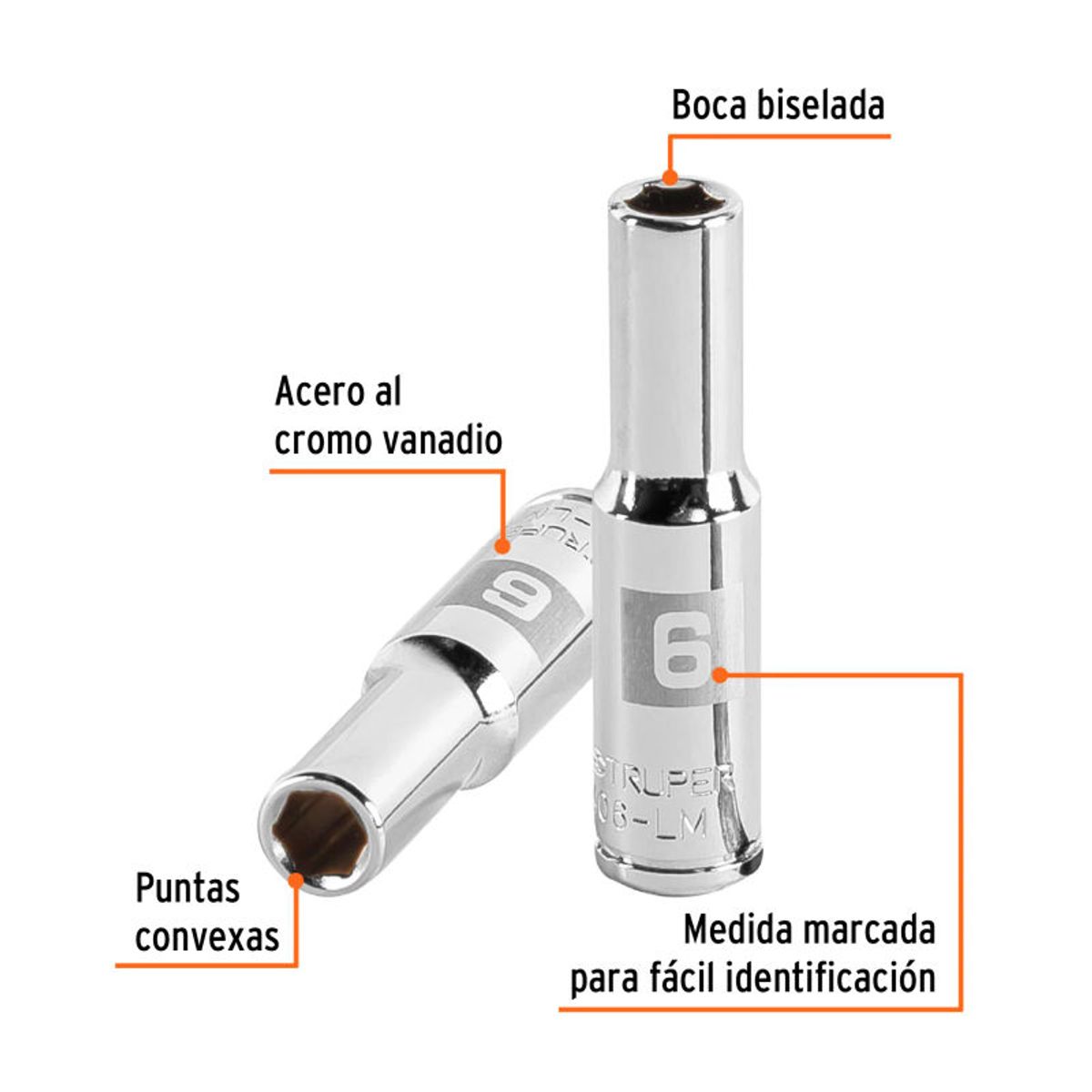 TRUPER - Dado tubular hexagonal encastre 14 de 6 mm Truper - 13200