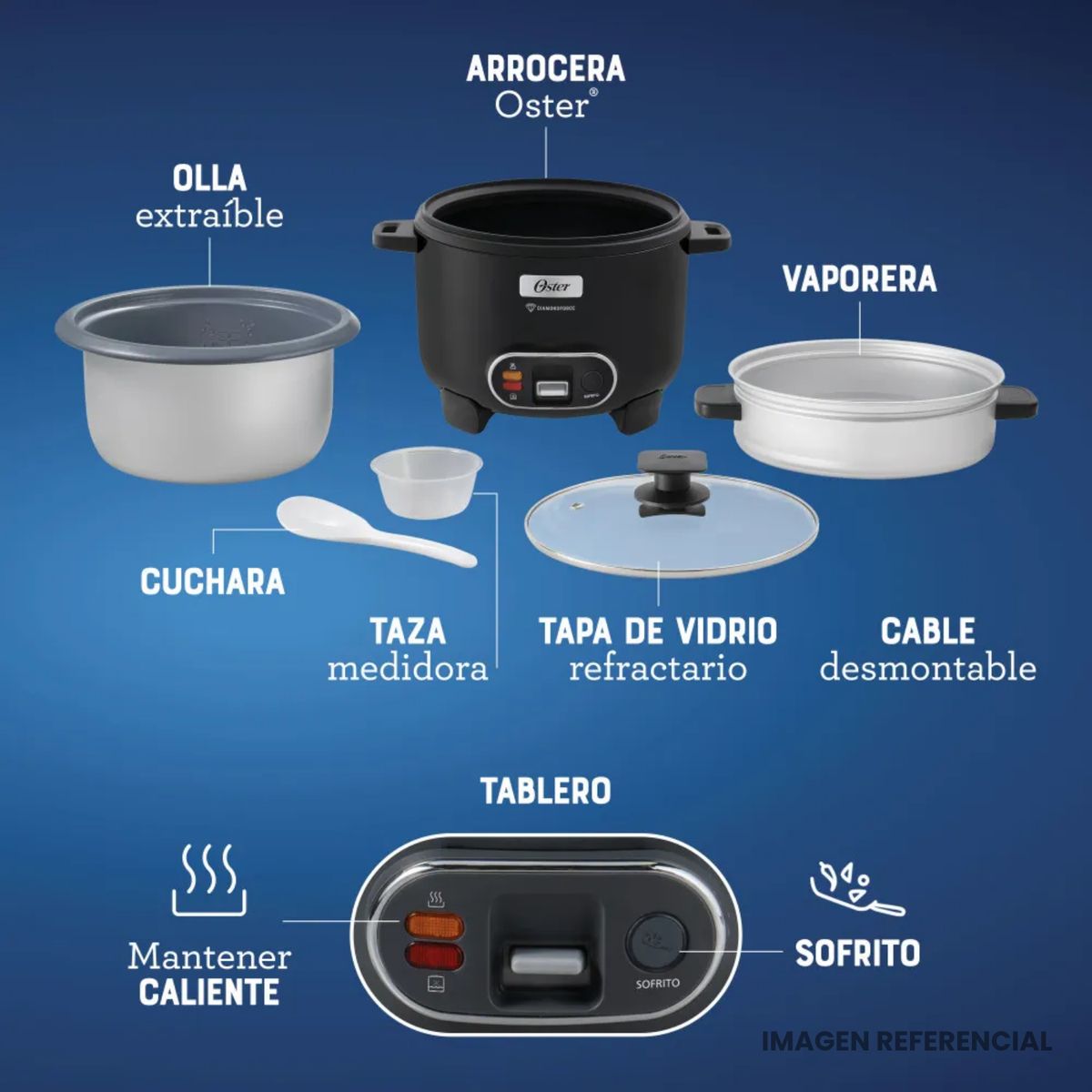 OSTER - Arrocera Oster 10 Tazas DiamondForce CKSTRC10DFBLK