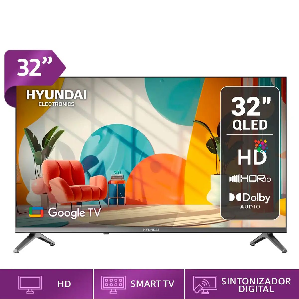 HYUNDAI - Televisor Smart TV HYUNDAI QLED 32 HYLED3259QG - Google TV