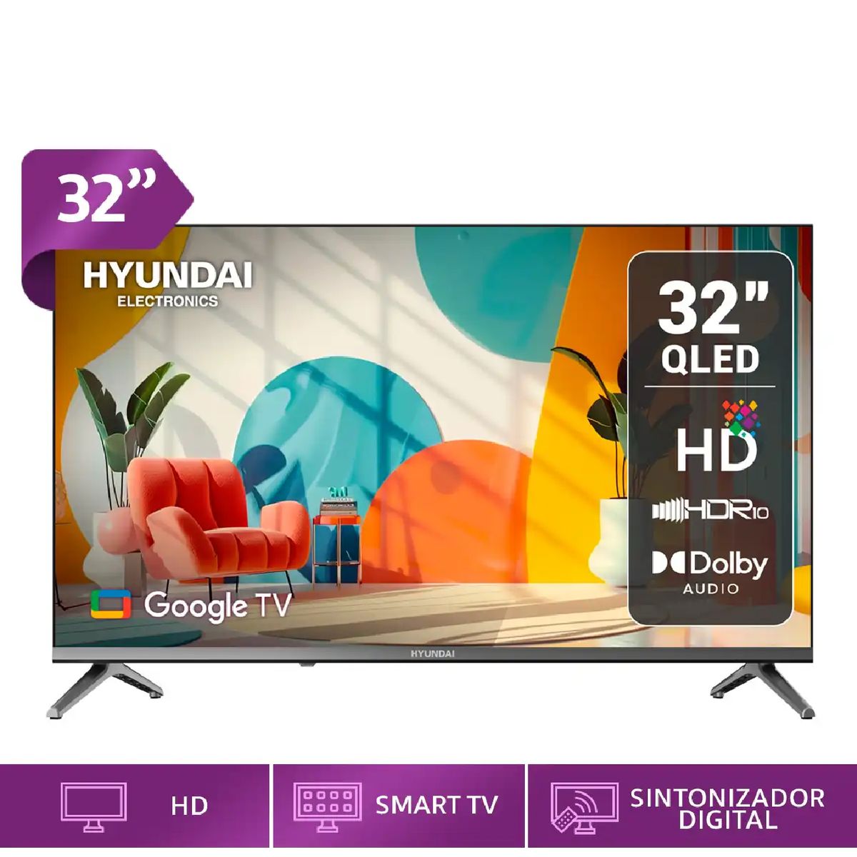 HYUNDAI - Televisor Smart TV HYUNDAI QLED 32 HYLED3259QG - Google TV