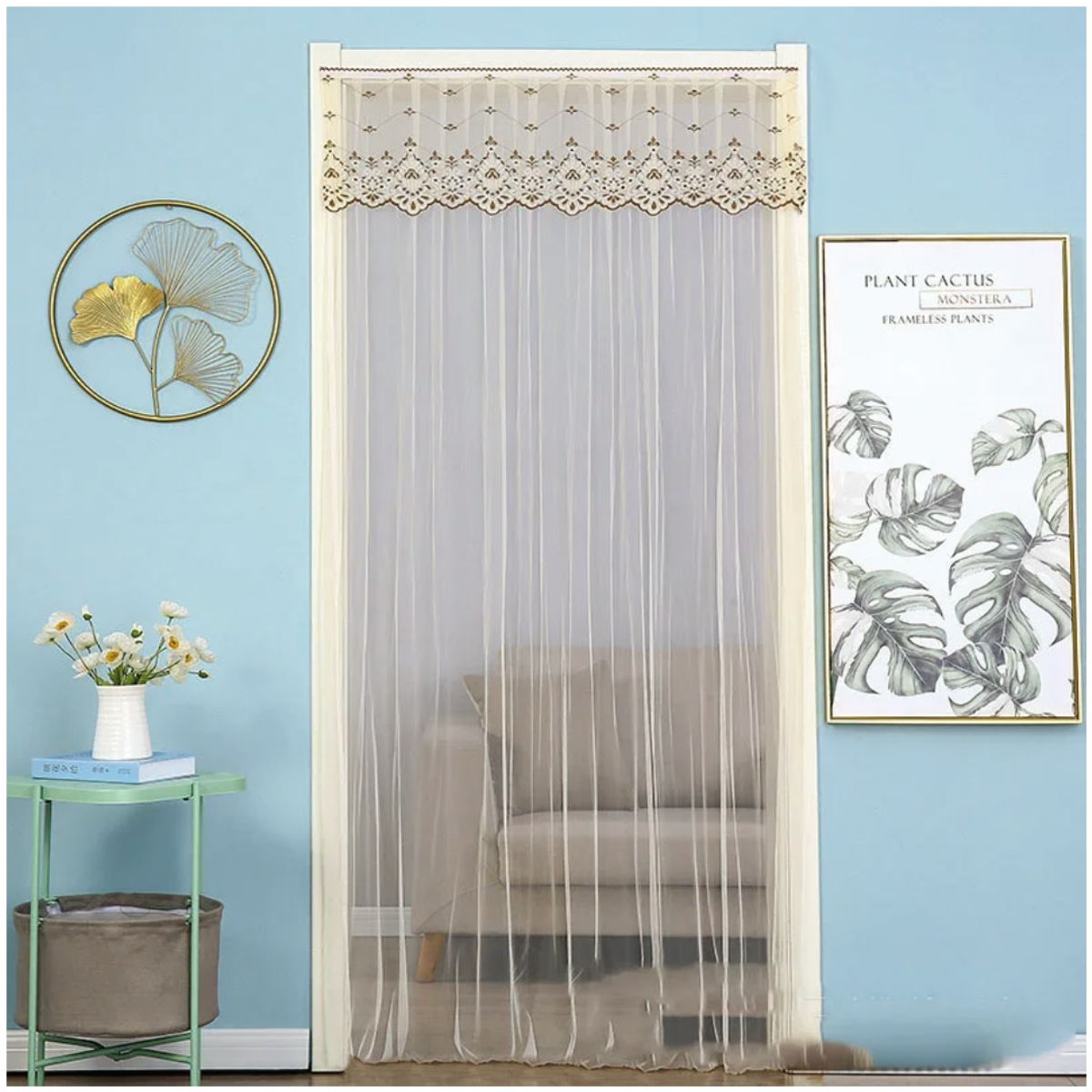 INSPIRA MARKET - Cortina Mosquitera con Pega-Pega 100x200 cm