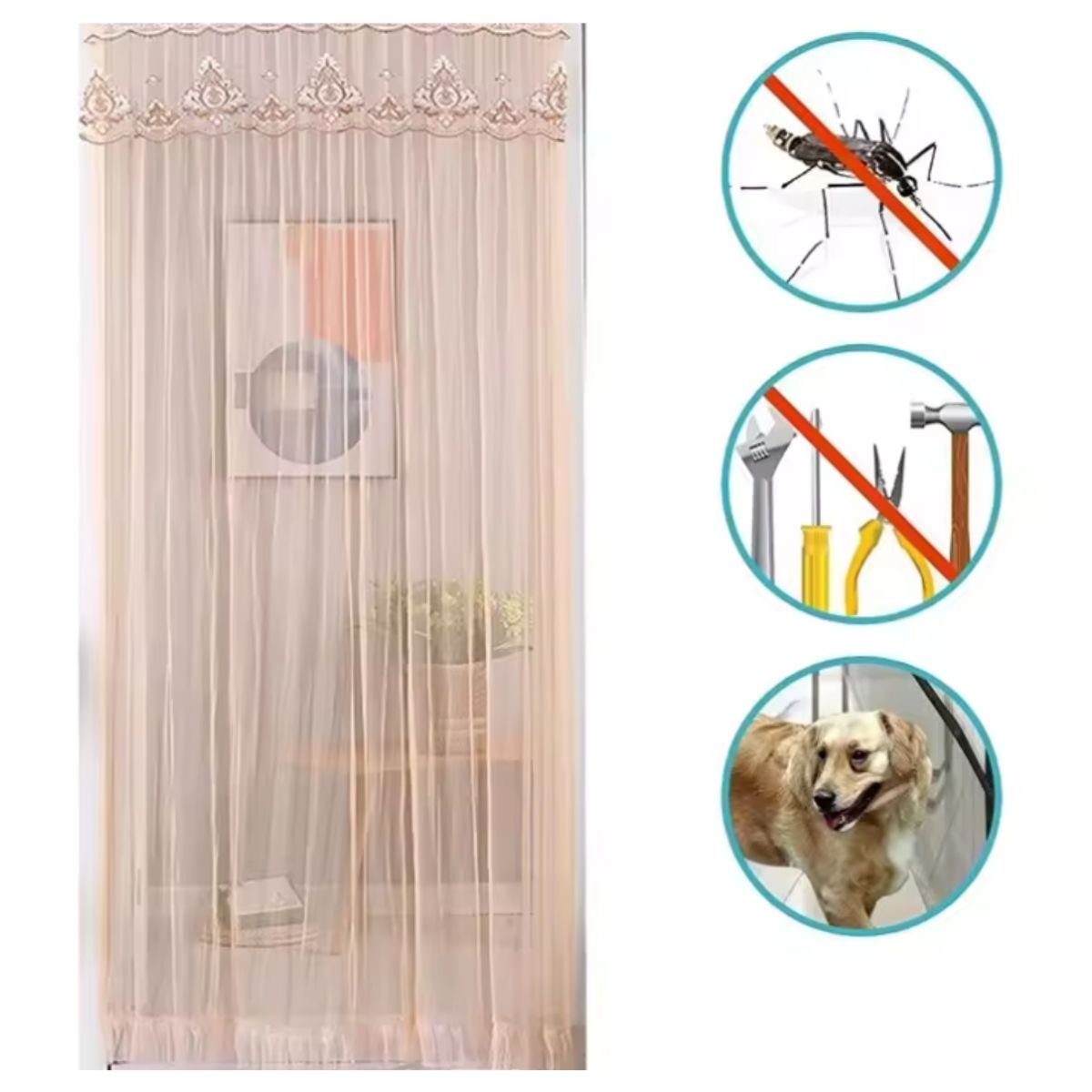 INSPIRA MARKET - Cortina Mosquitera con Pega-Pega 100x200 cm