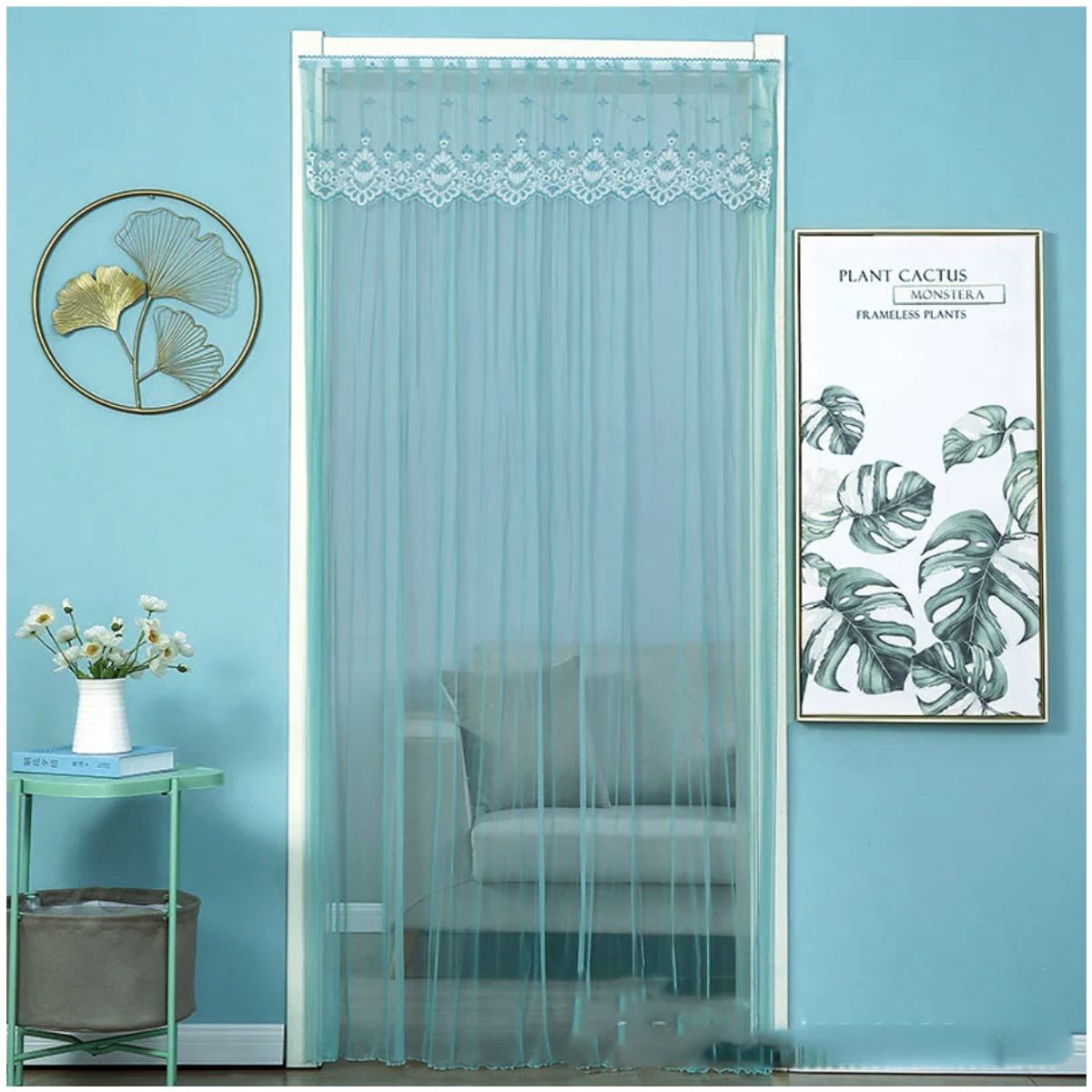 INSPIRA MARKET - Cortina Mosquitera con Pega-Pega 100x200 cm