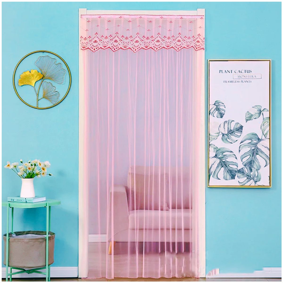 INSPIRA MARKET - Cortina Mosquitera con Pega-Pega 100x200 cm