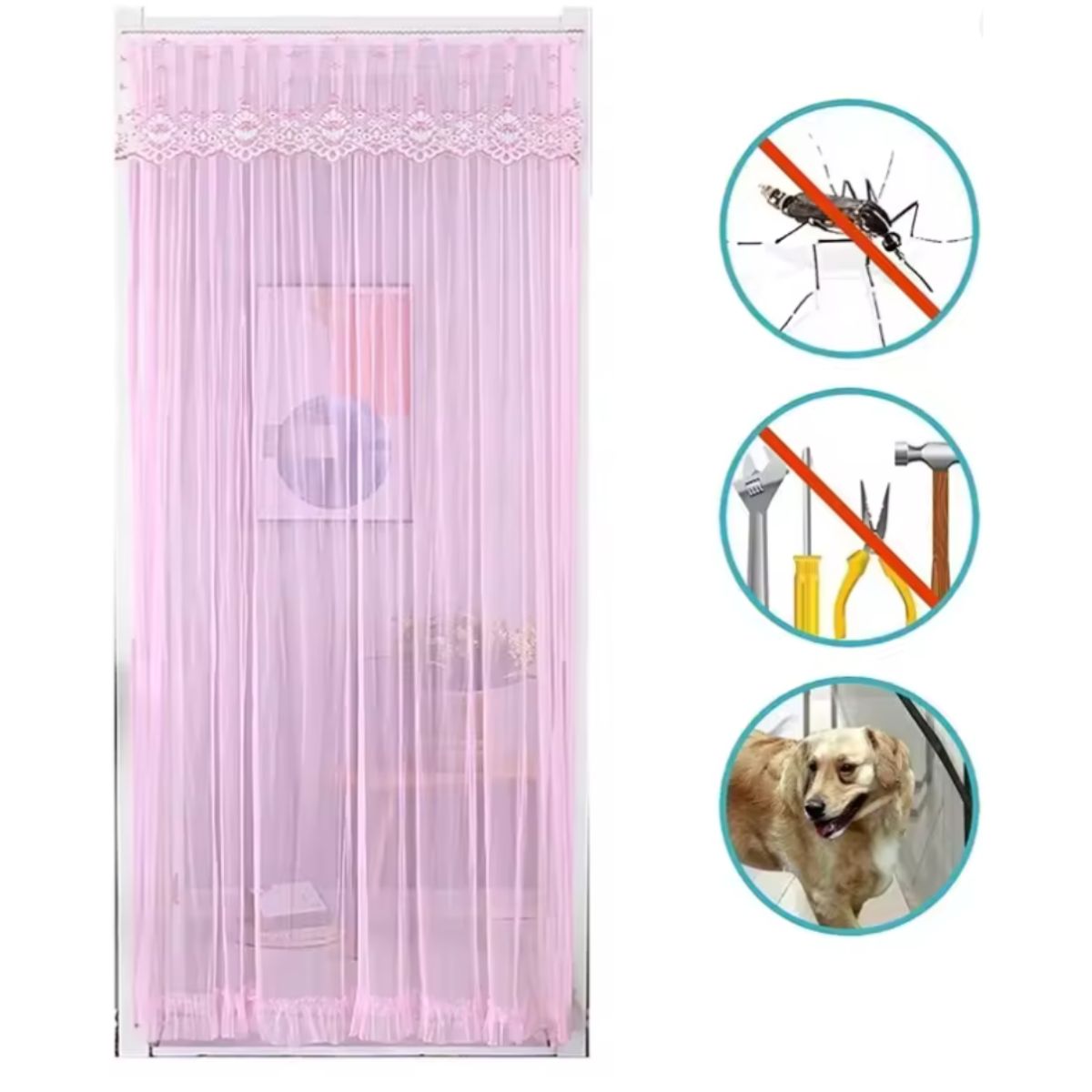 INSPIRA MARKET - Cortina Mosquitera con Pega-Pega 100x200 cm