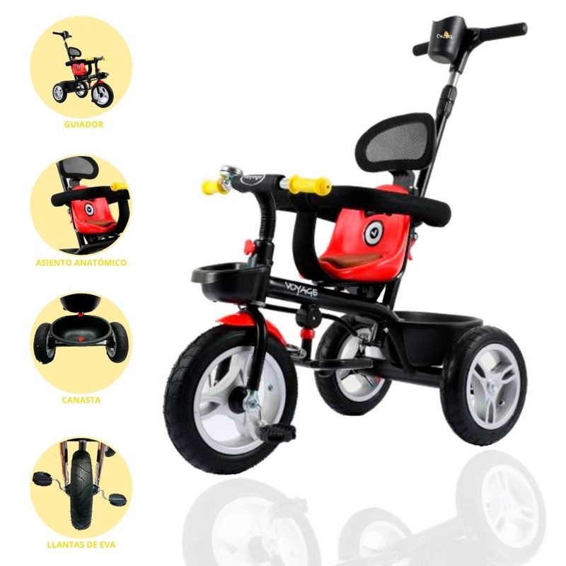 VOYAGE - Triciclo Guiador para Niños «VOYAGE» Red