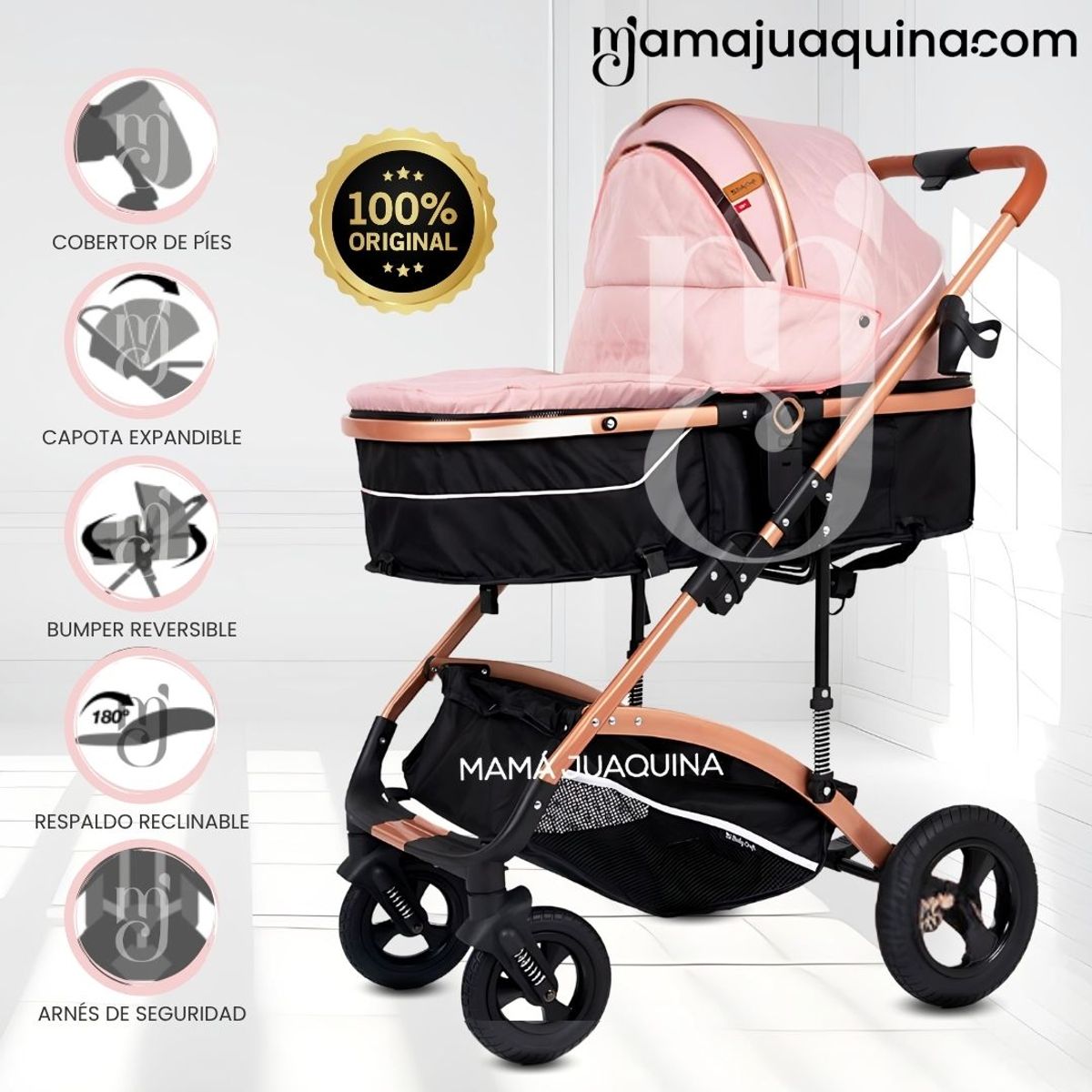 BABY - Coche Moisés Travel System de Lujo «MADYN» Edición Limitada Pink