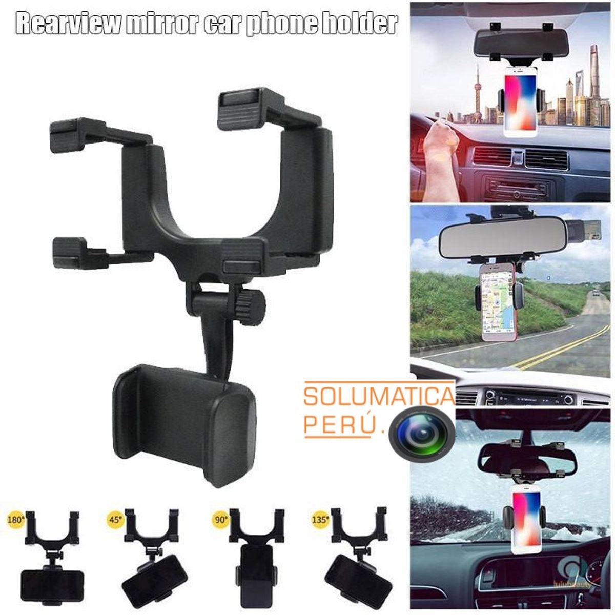 CAFINI - Soporte de Telefono Para Auto - Ajustable de Espejo