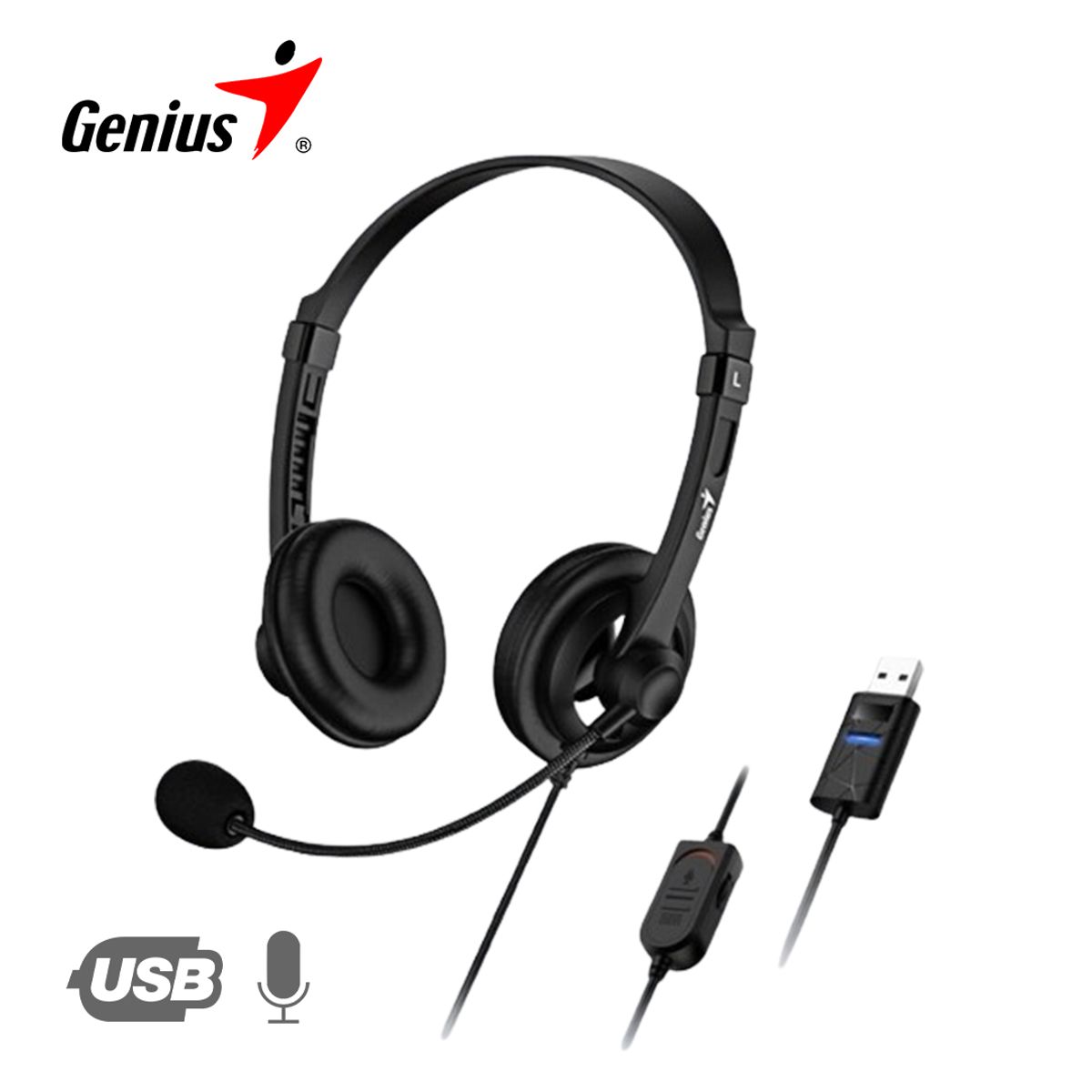 GENIUS - Audifono HS-230U Usb Con Micro Para Pc Laptop Negro
