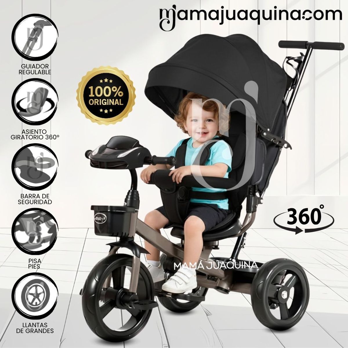 BABY - Triciclo Guiador Giratorio «LIGEND» Black