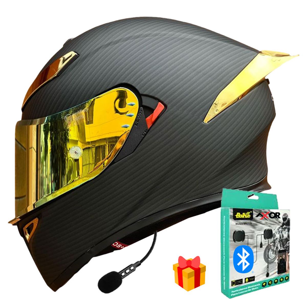 CES - CASCO MOTO AXOR EX BIHR ZAFIRO GOLDEN DORADO DOBLE VISOR