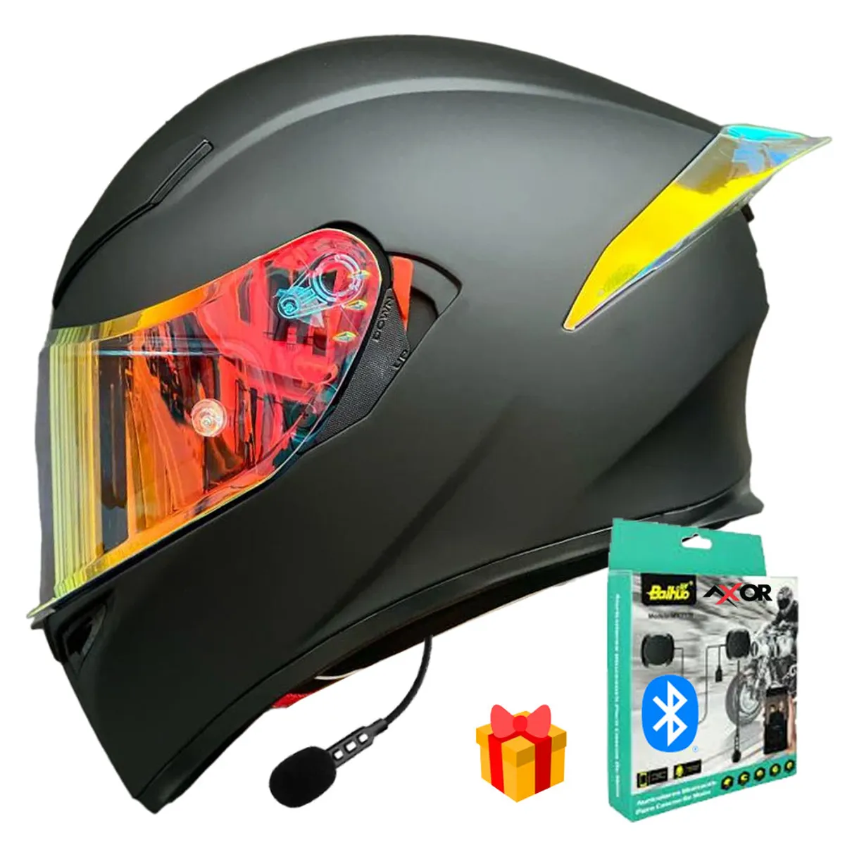 CES - CASCO MOTO AXOR EX BIHR DORADO NEGRO MATE DOBLE VISOR