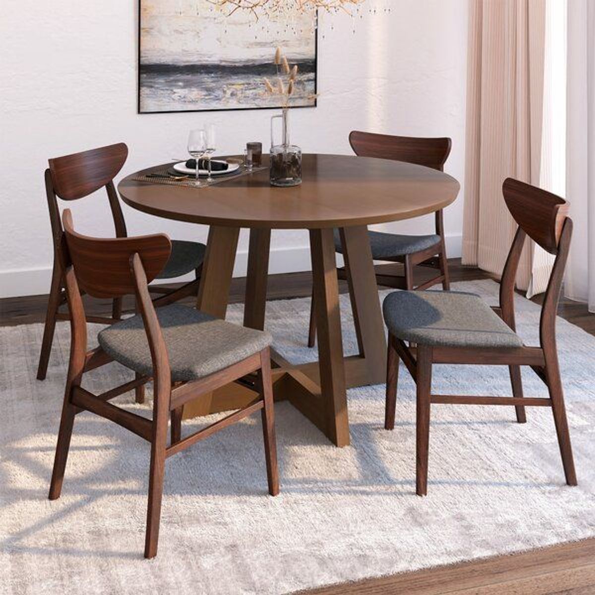 STIL NOVO - JUEGO DE COMEDOR 4 SILLAS NADIA PLOMO OSCURO