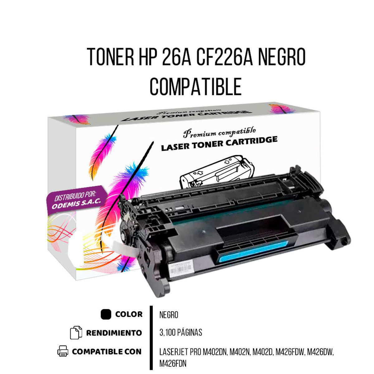 GENERICO - Toner HP 26A CF226A Negro Compatible