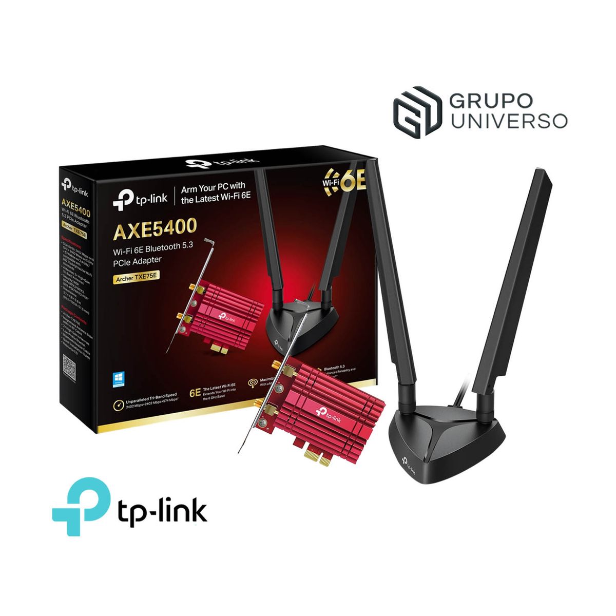 TP LINK - TP-LINK Adaptador PCIe Archer TXE75E AXE5400 Wi-Fi 6E Bluetooth 53