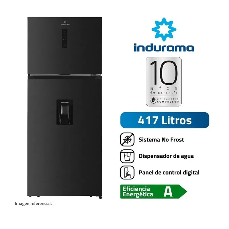INDURAMA - Refrigeradora 417 litros Top Freezer Negro Indurama  RI-478DN