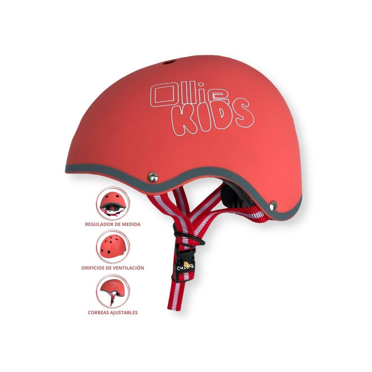 OLLIE - Casco Protector Regulable Para Niño »XS OLLIE KIDS» RED