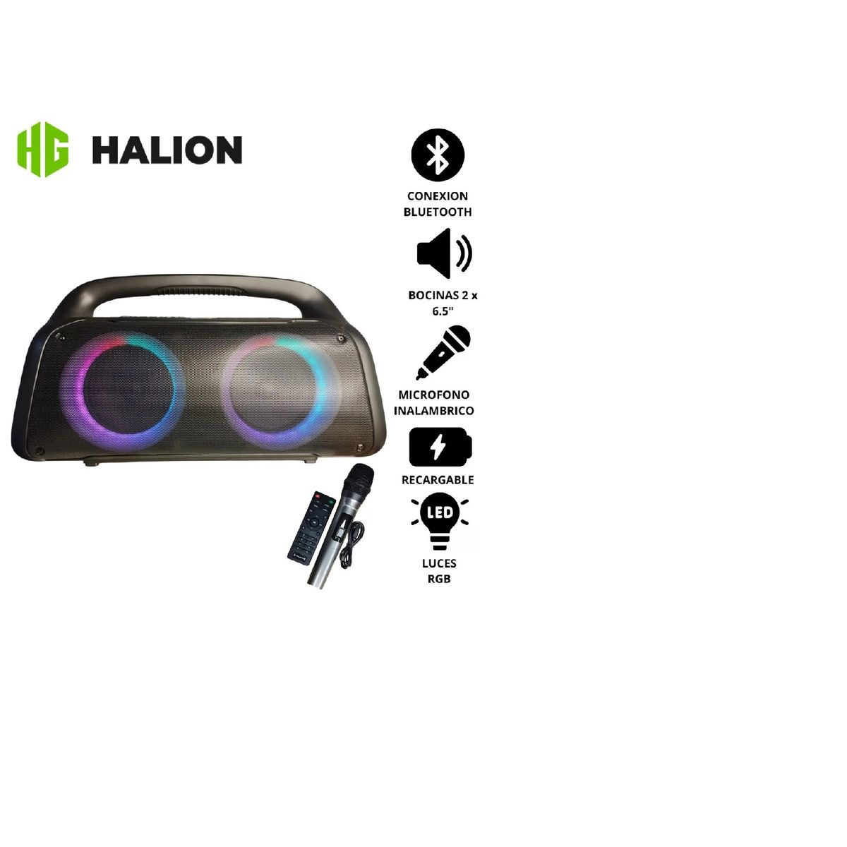 HALION - Parlante Portátil Avalon HA-W57 Halion con Micrófono