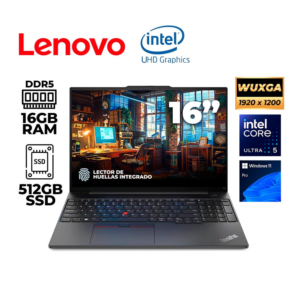 LENOVO - NOTEBOOK LENOVO THINKPAD E16 GEN 2 16" WUXGA IPS, CORE ULTRA 5 125U HASTA 4.3GHZ 16GB DDR5