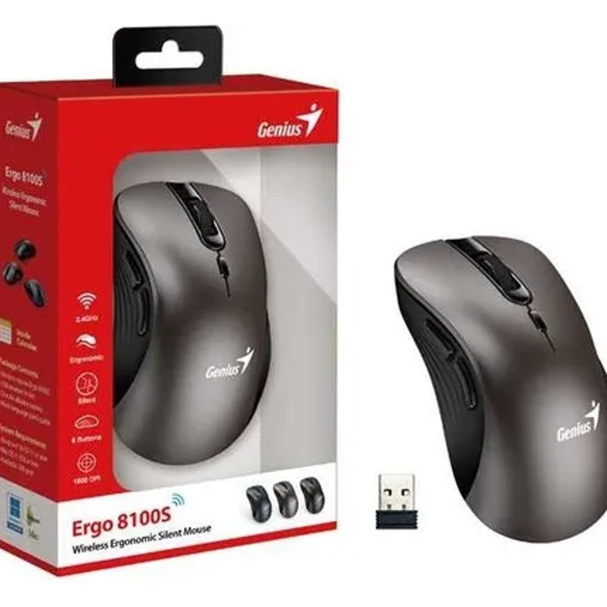 GENIUS - Mouse Ergonomico ERGO 8100S AI 6 BOTONES GENIUS