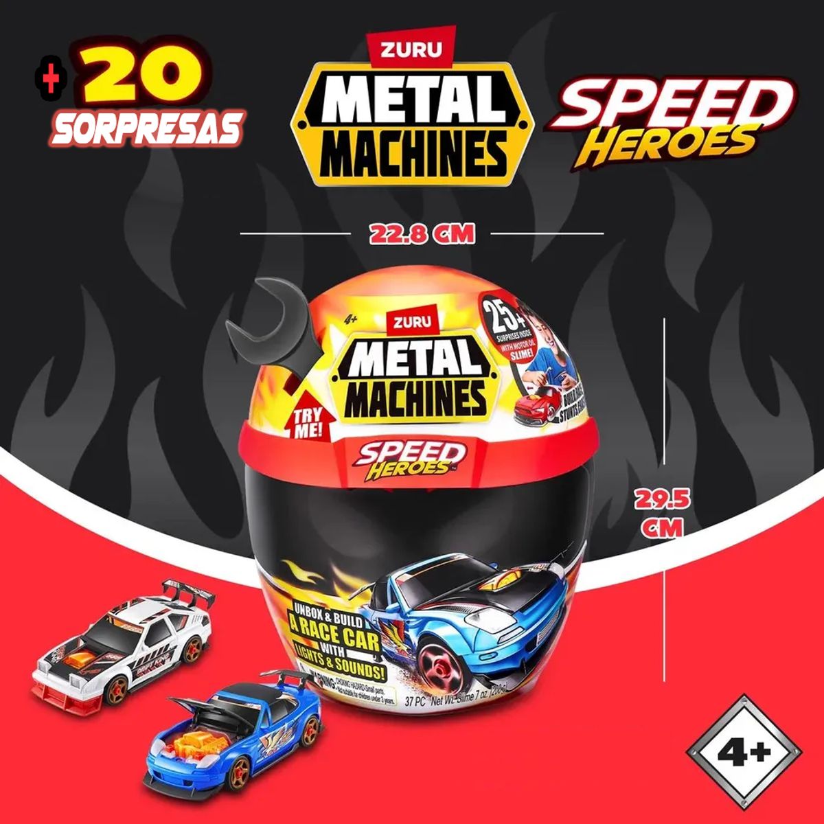 ZURU - Metal Machines - Kit de Autos Sorpresa con Luces y Sonidos