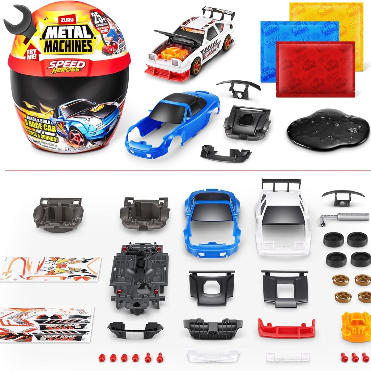 ZURU - Metal Machines - Kit de Autos Sorpresa con Luces y Sonidos