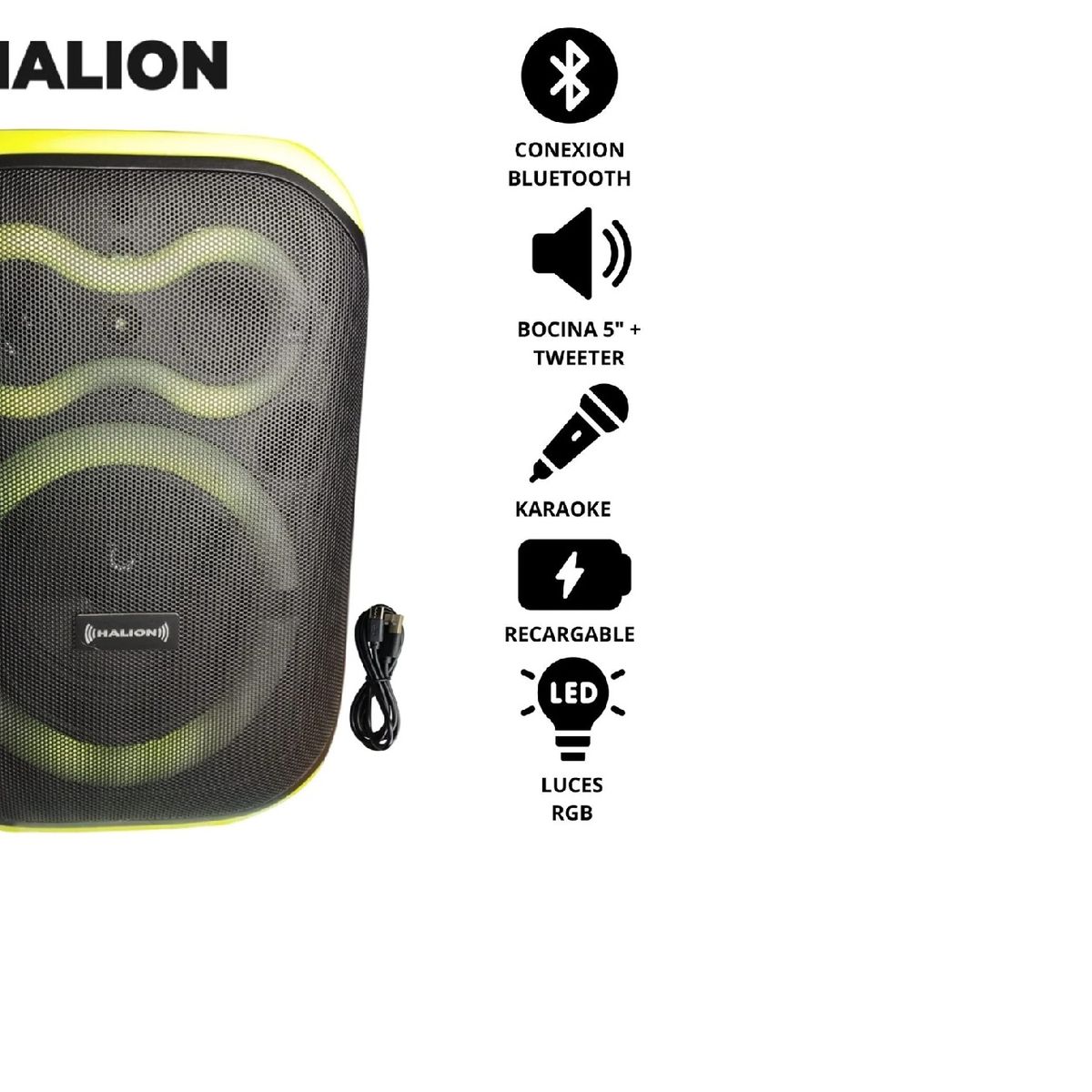HALION - Parlante Portátil Halion CALIPSO HA-W51 USB BT RGB TWS