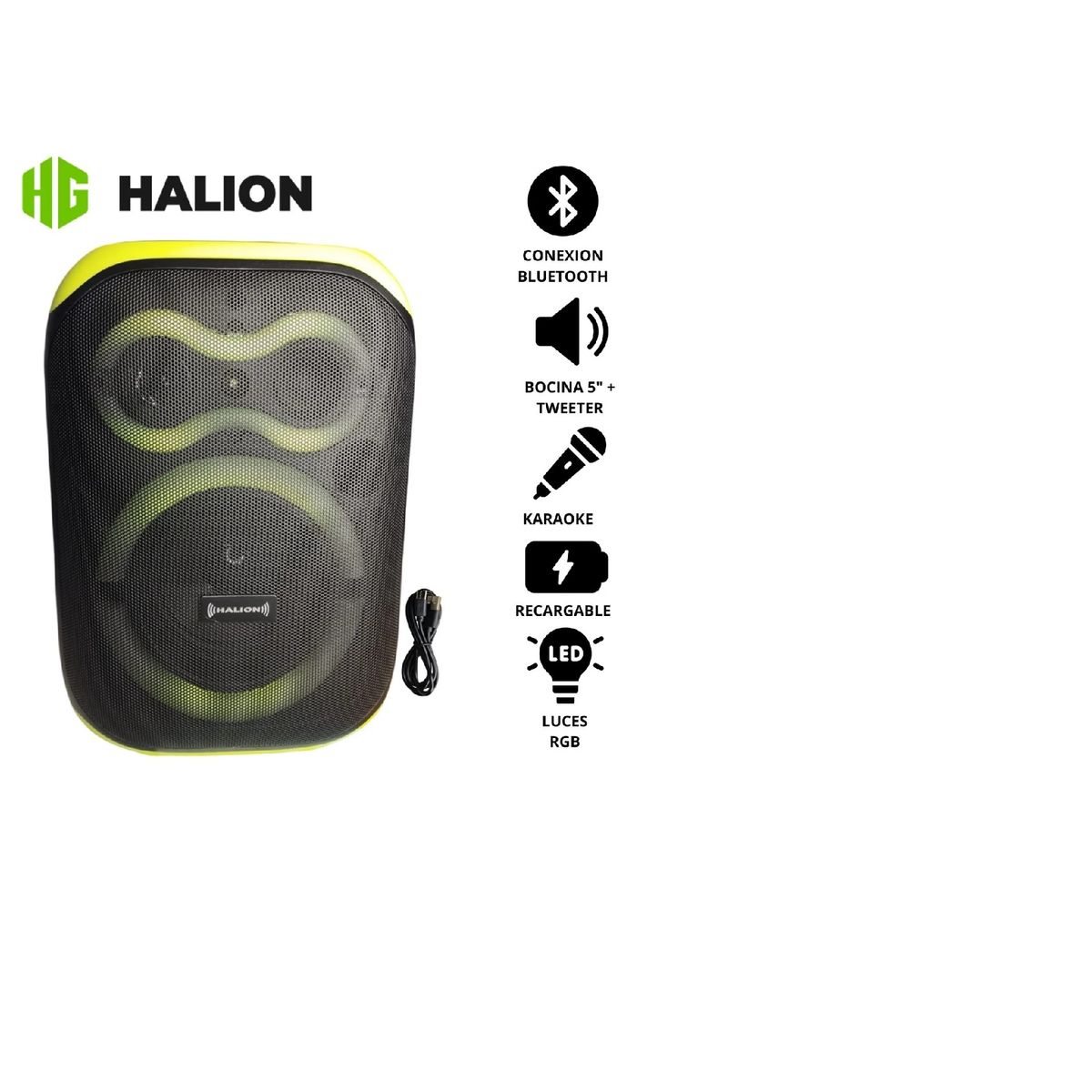 HALION - Parlante Portátil Halion CALIPSO HA-W51 USB BT RGB TWS