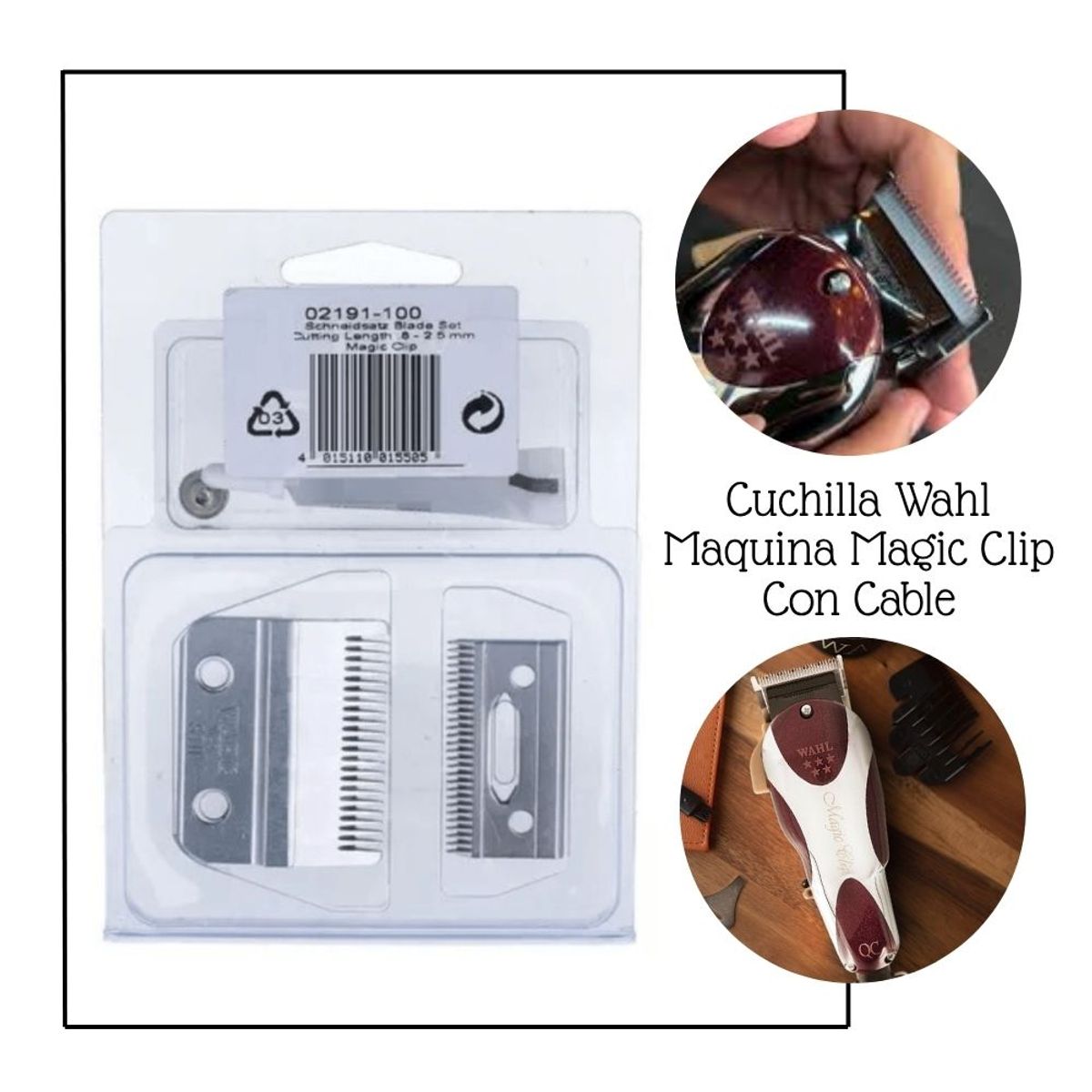 WAHL - Cuchilla de Maquina Wahl Magic Clip C/Cable 0.8 MM-2.5 MM