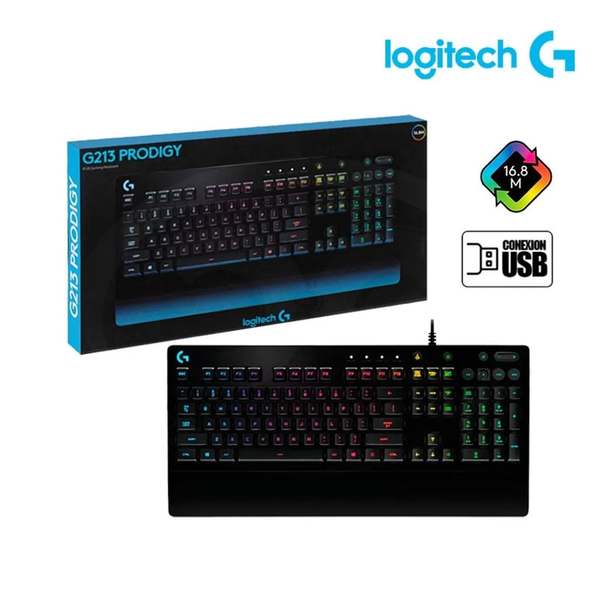 LOGITECH - Teclado Logitech G213 Prodigy Rgb Gaming Negro