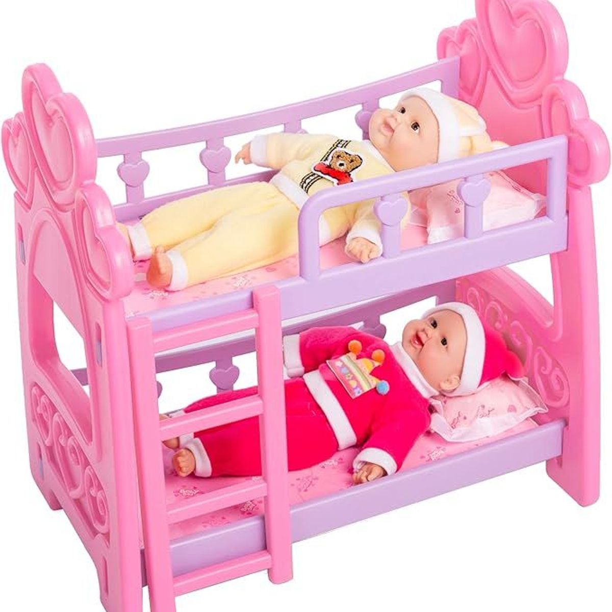 GENERICO - Cama Rosada De 2 Pisos Para Muñecas