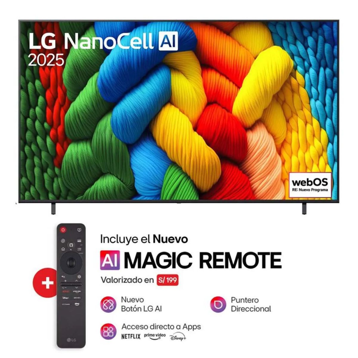 LG - Televisor 65" LG Nanocell 4k ThinQ Ai 65NANO80ASA - Nuevo 2025