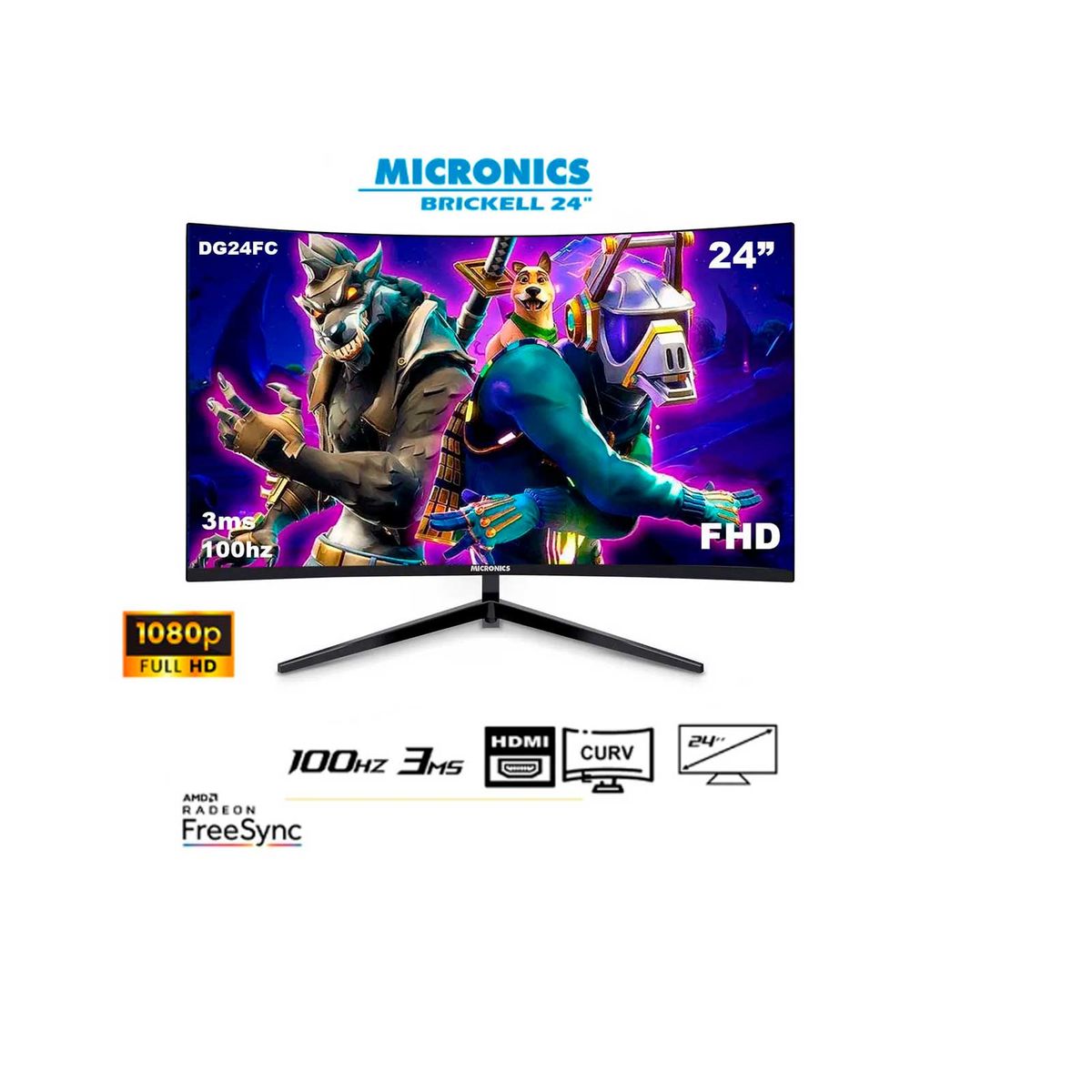 MICRONICS - Monitor GD24FC Curvo Micronics Brickell 24” 100hz FHD 1920 x 1080
