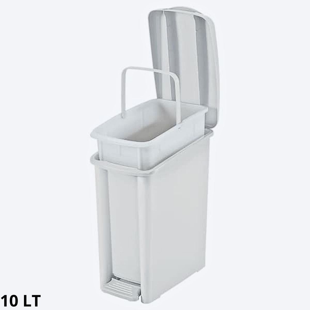 RIMAX - Papelera 10 Lt Delgado Blanco Con Pedal Bald/Int. - Rimax