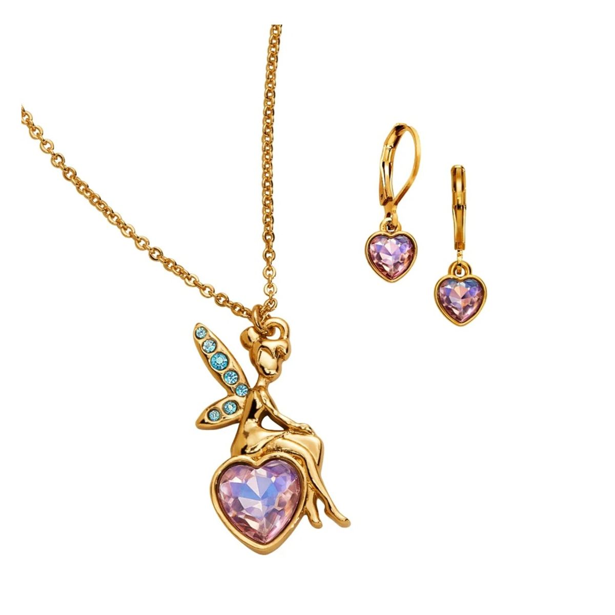 ESIKA - Lindo Juego Collar + Aretes Garden Fairy Hadas Dorados para Niñas