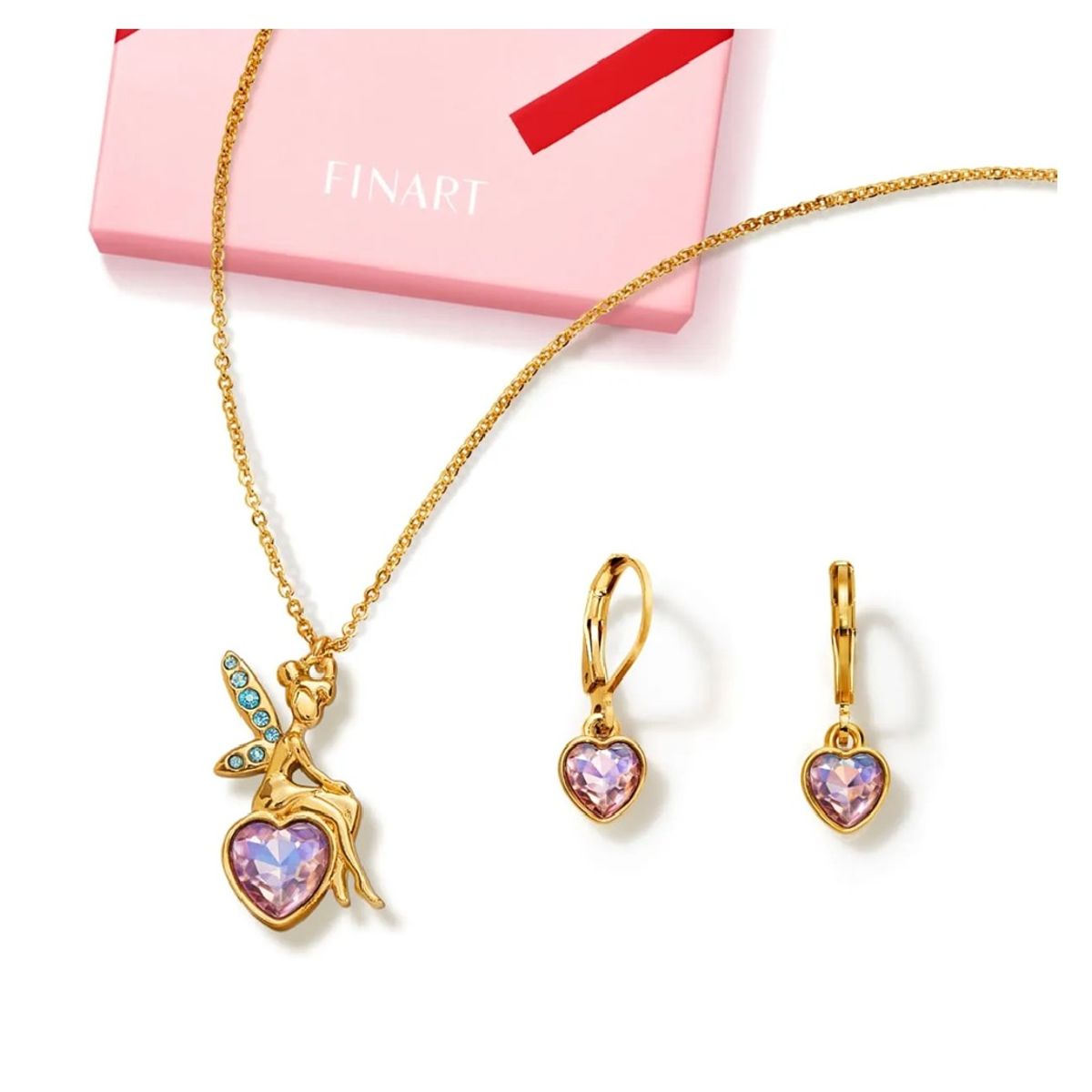 ESIKA - Lindo Juego Collar + Aretes Garden Fairy Hadas Dorados para Niñas