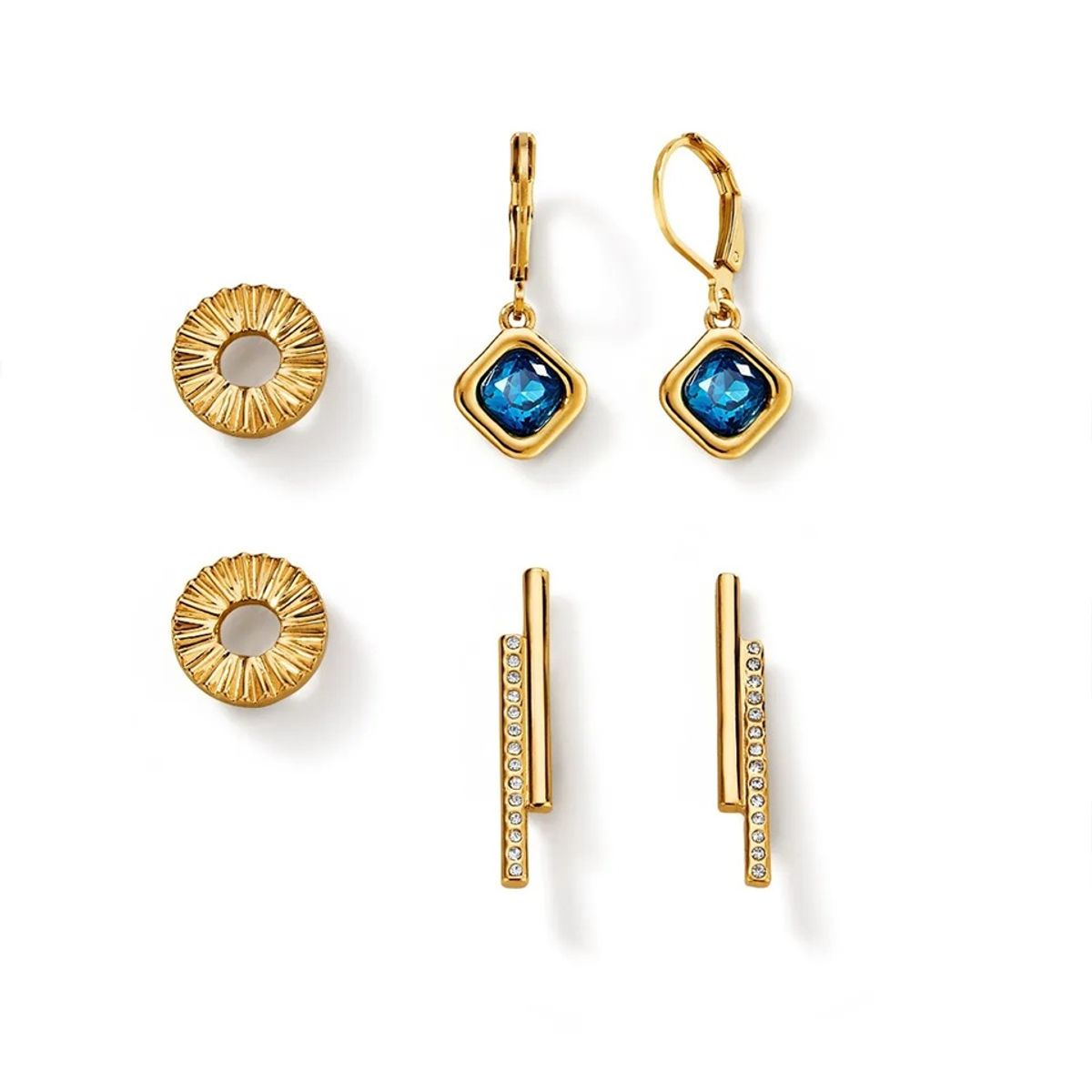 ESIKA - Estuche de Aretes x3 Power Stone Baño en Oro de 24k