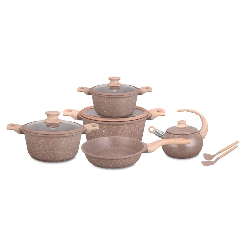 VALESKA - Juego de Ollas de Roca Volcánica VL-ROCK9TS Marrón