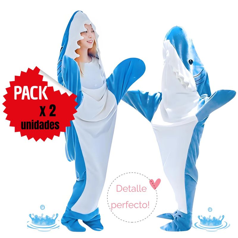 ROHS - Pijama Animado Shark para Estar en Casa, UNISEX  X2 UNI.