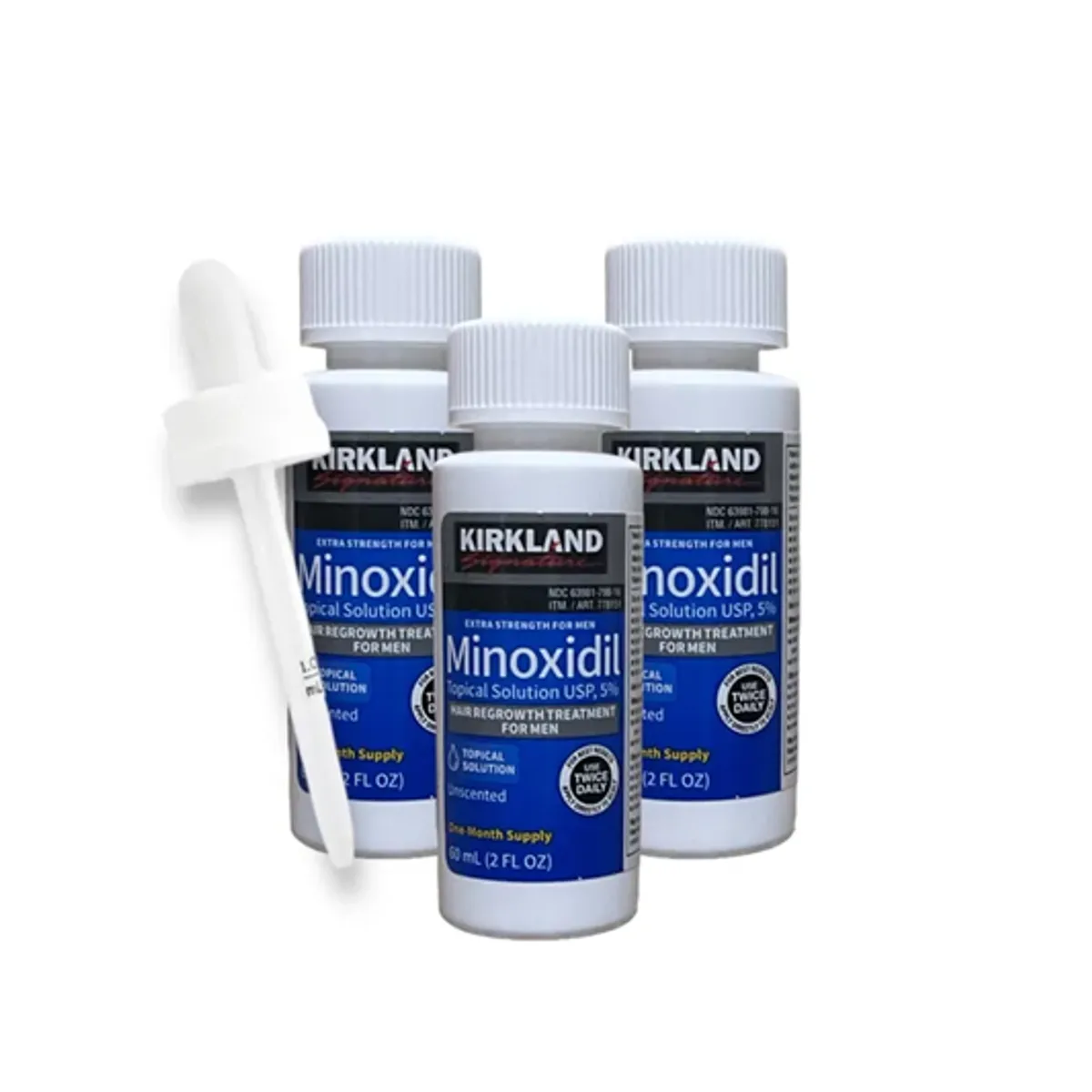 KIRKLAND - Minoxidil Kirkland 5% Aumento Cabello y Barba Pack X3 de 60 mL
