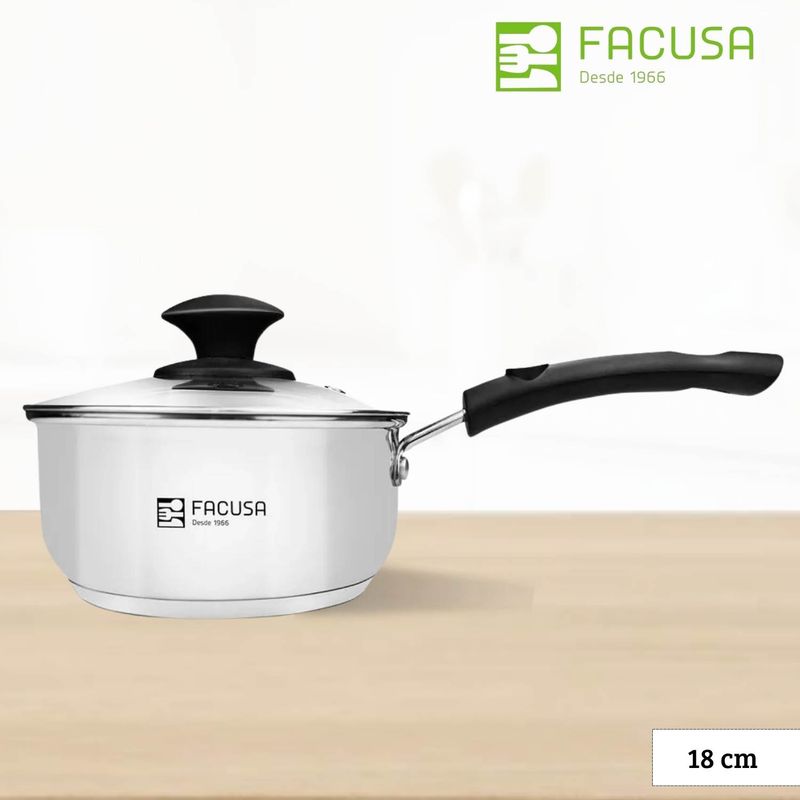 FACUSA - Cacerola Clásica Mediana Facusa 18 Cm - Tapa de Vidrio