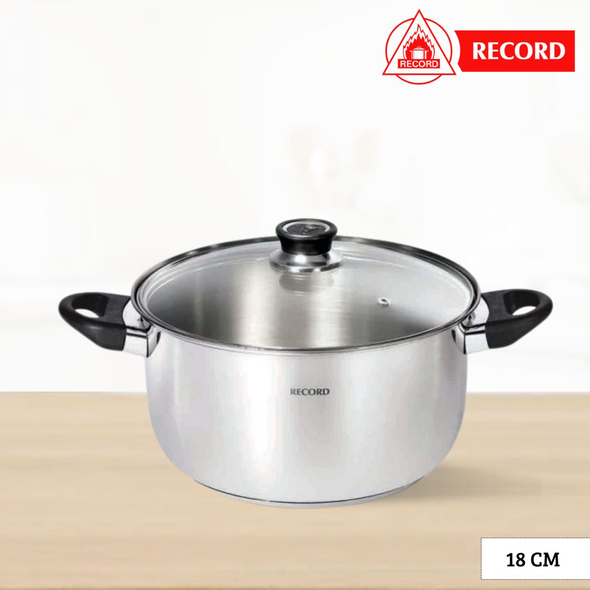 RECORD - Olla de Acero Inox Luxe Record N° 18 - Tapa de Vidrio