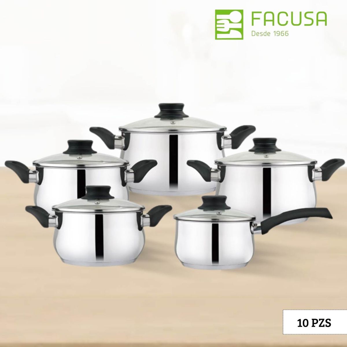 FACUSA - Juego de Olla Valencia 10 Piezas Facusa