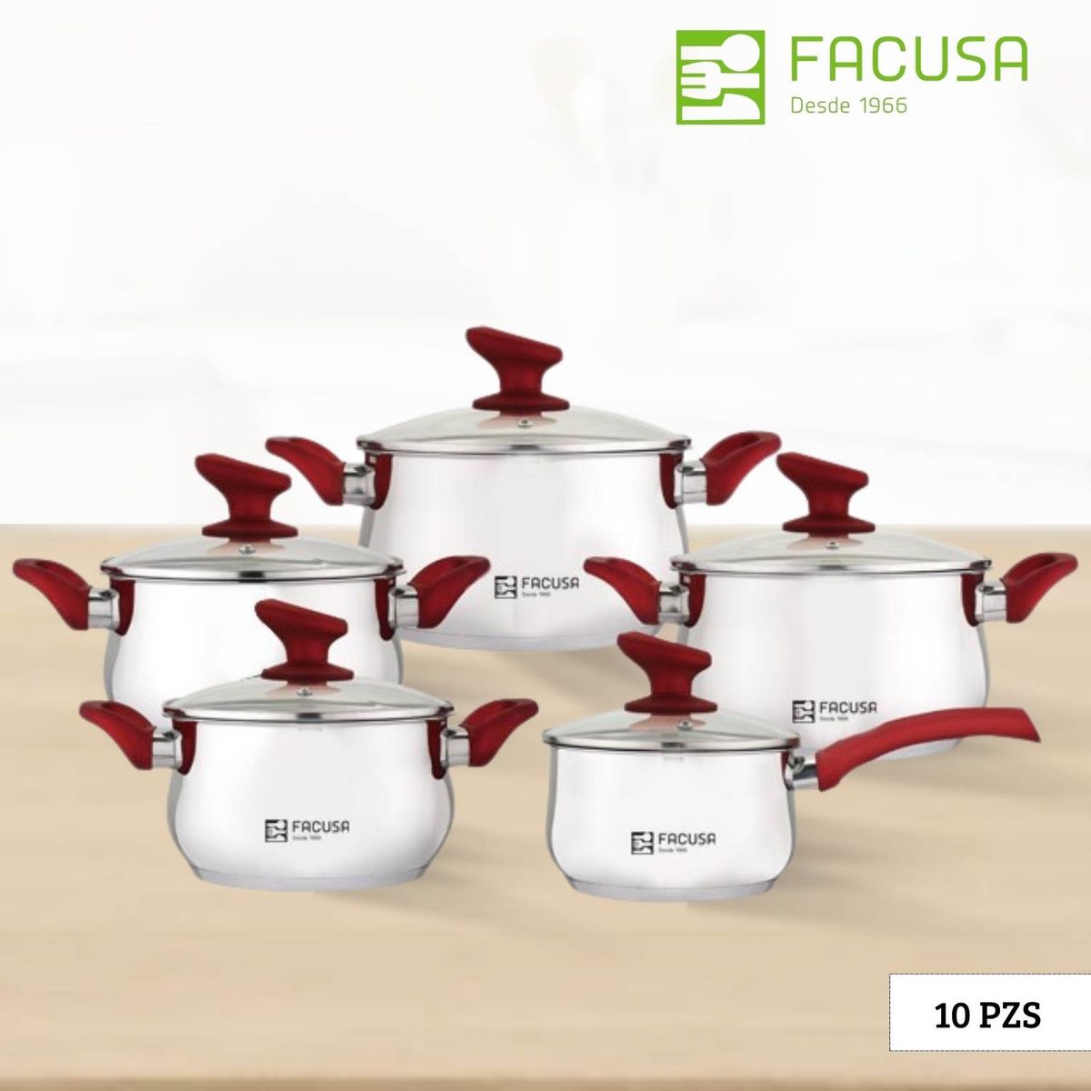 FACUSA - Juego de Olla Flamenco 10 Piezas Facusa