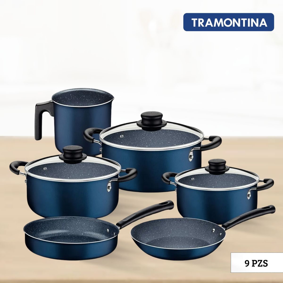 TRAMONTINA - Juego de Olla Max Azul 9 Piezas Tramontina