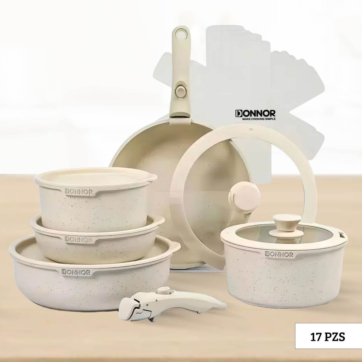 ICHIMATSU - Juego de Olla Blanco 17 Piezas Ichimatsu