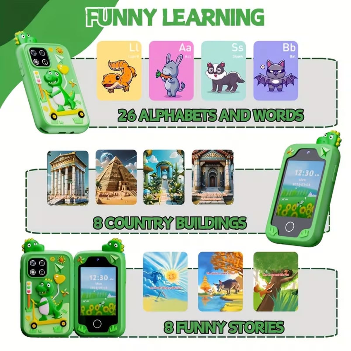 GENERICO - Teléfono Inteligente Juguete para Niños Verde - (3 a 7 años)
