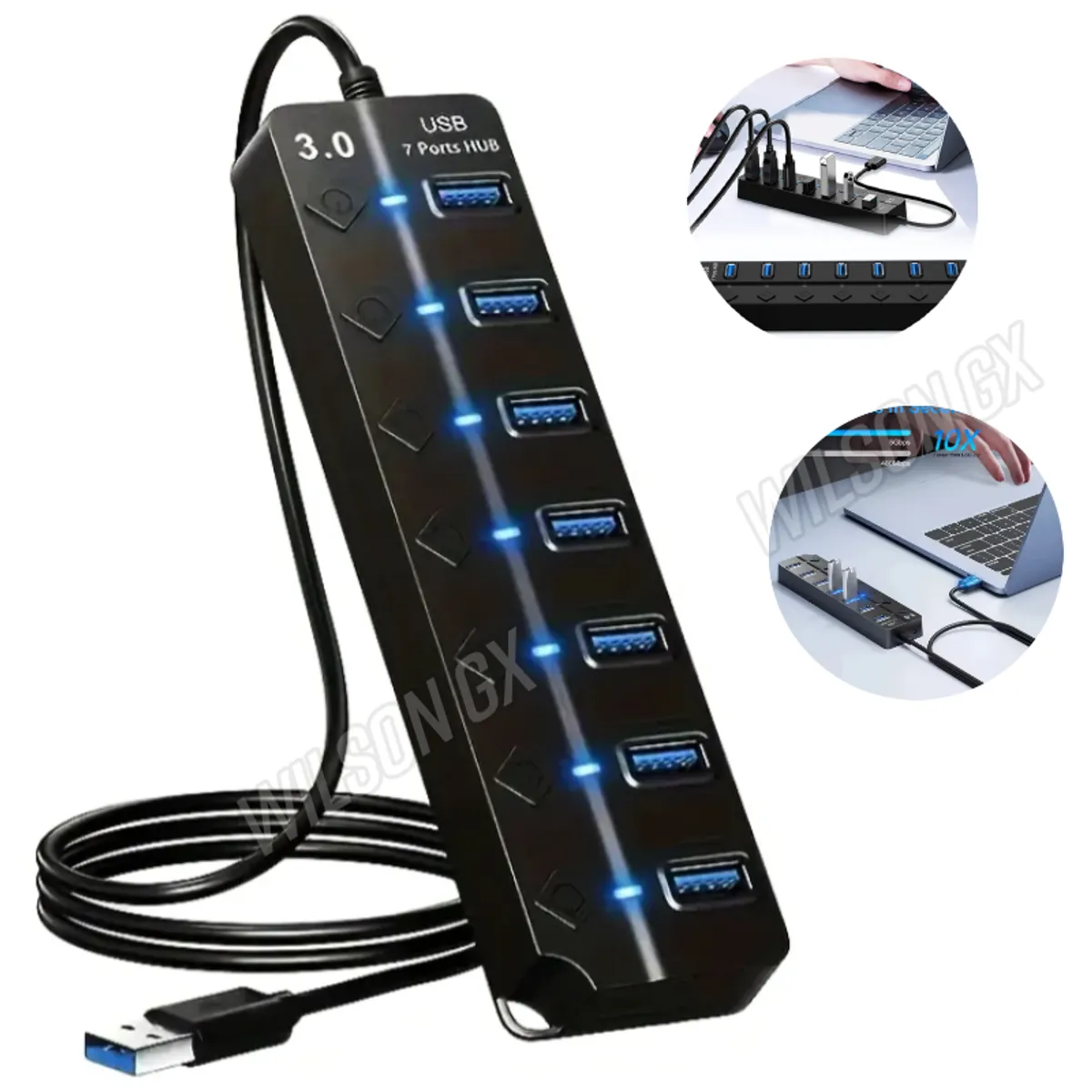 OEM - HUB USB 3.0 de 7 Puertos Con Interruptor para Laptop PC